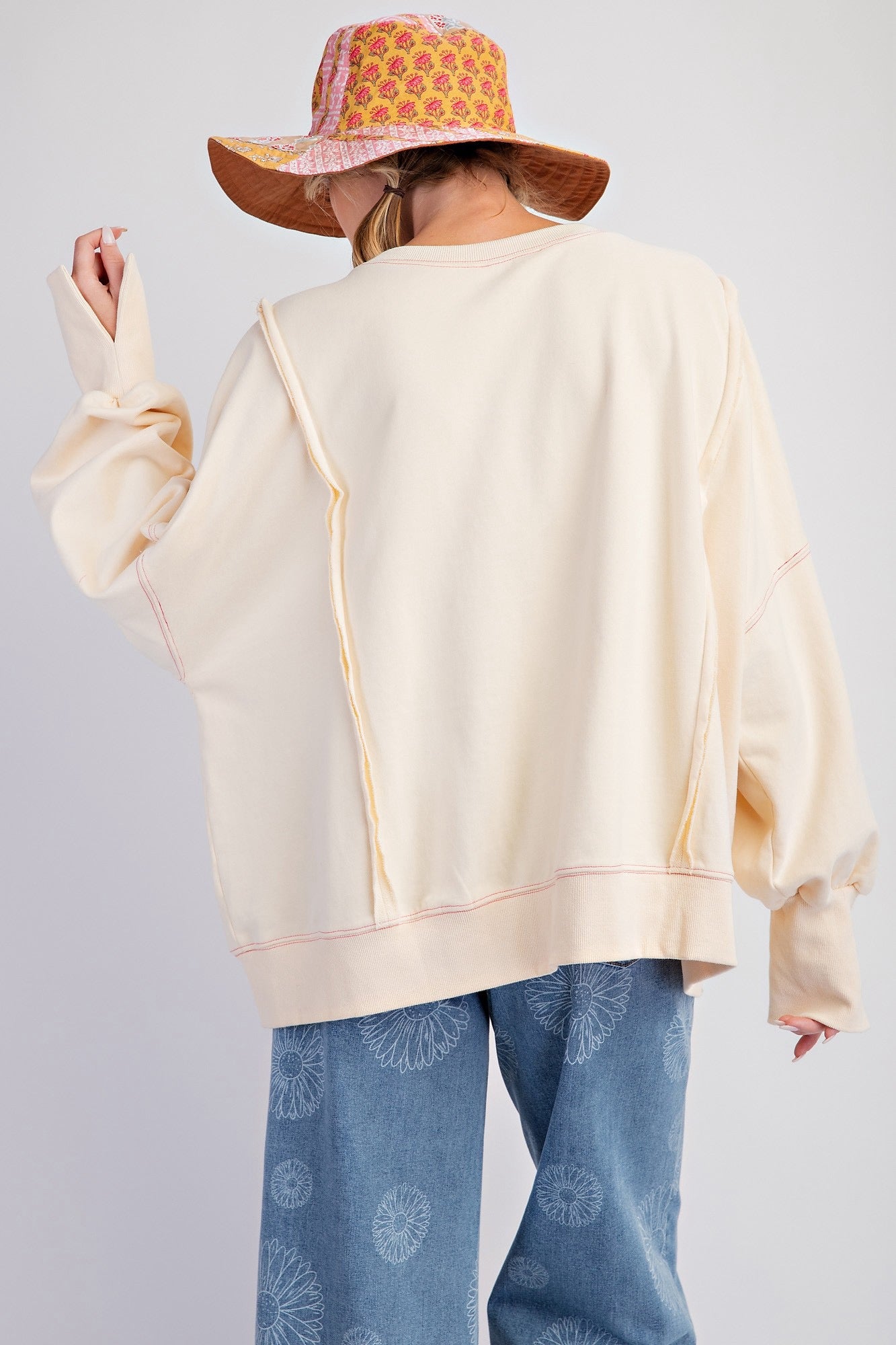 Love Patch Split Cuff Sweatshirt-9966