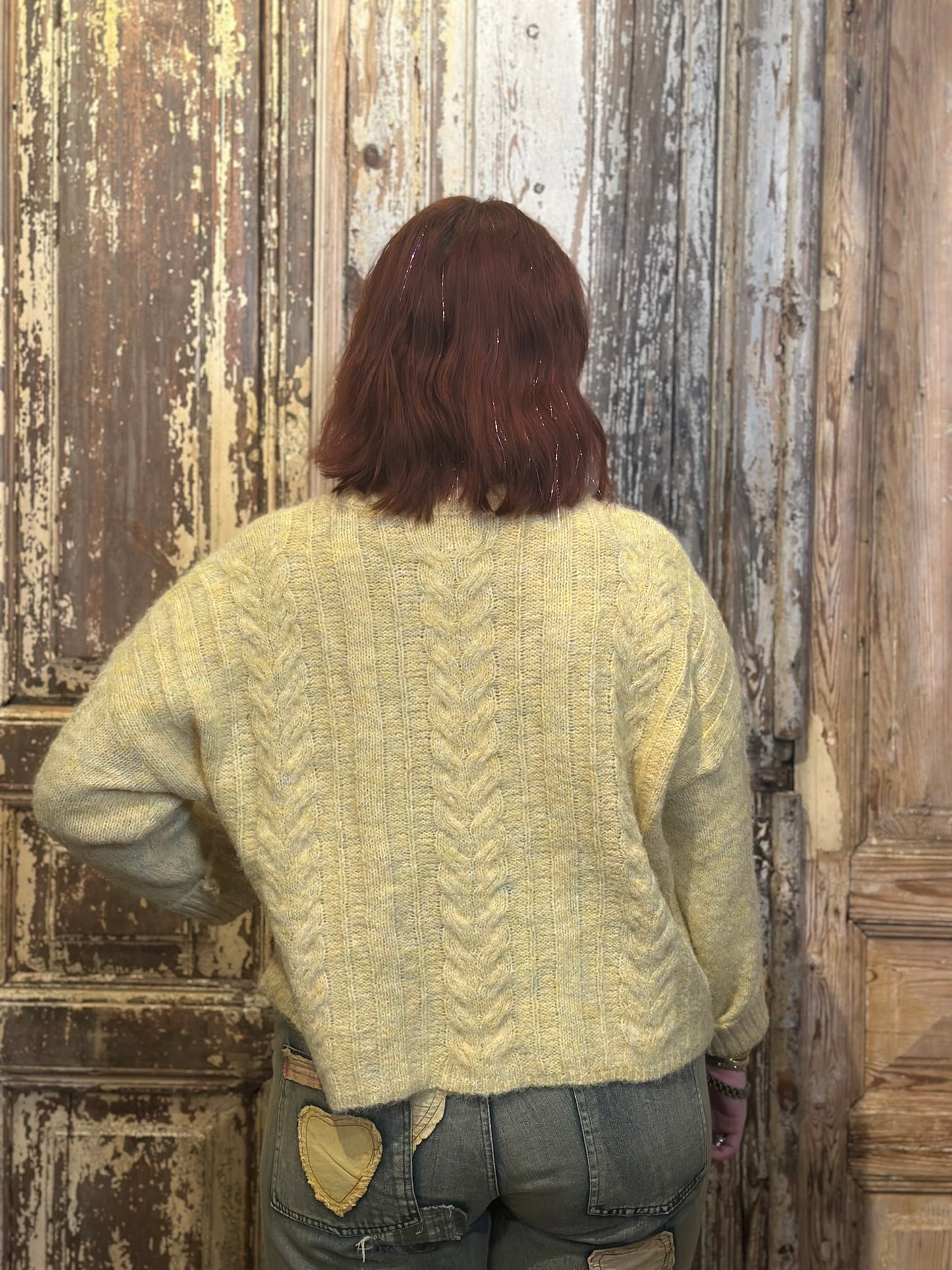 Yellow Cable Sweater