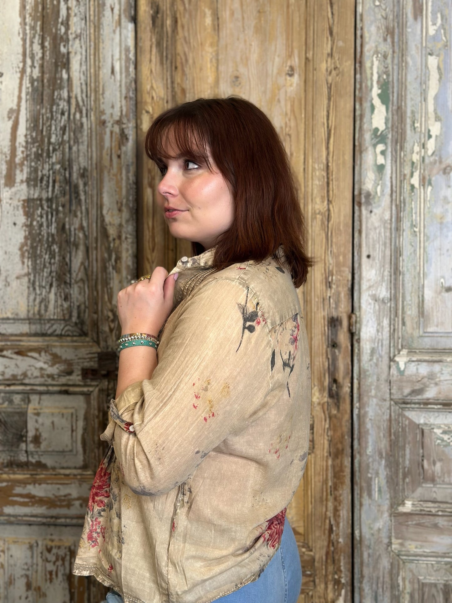 Pleated Floral Blouse