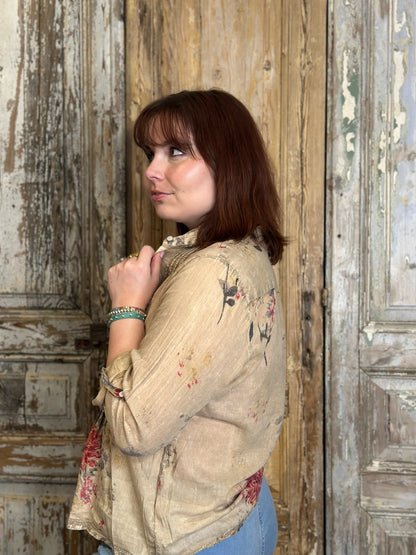 Pleated Floral Blouse
