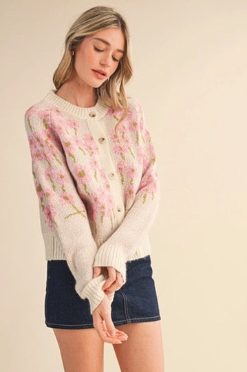 Pink Flower Cardi