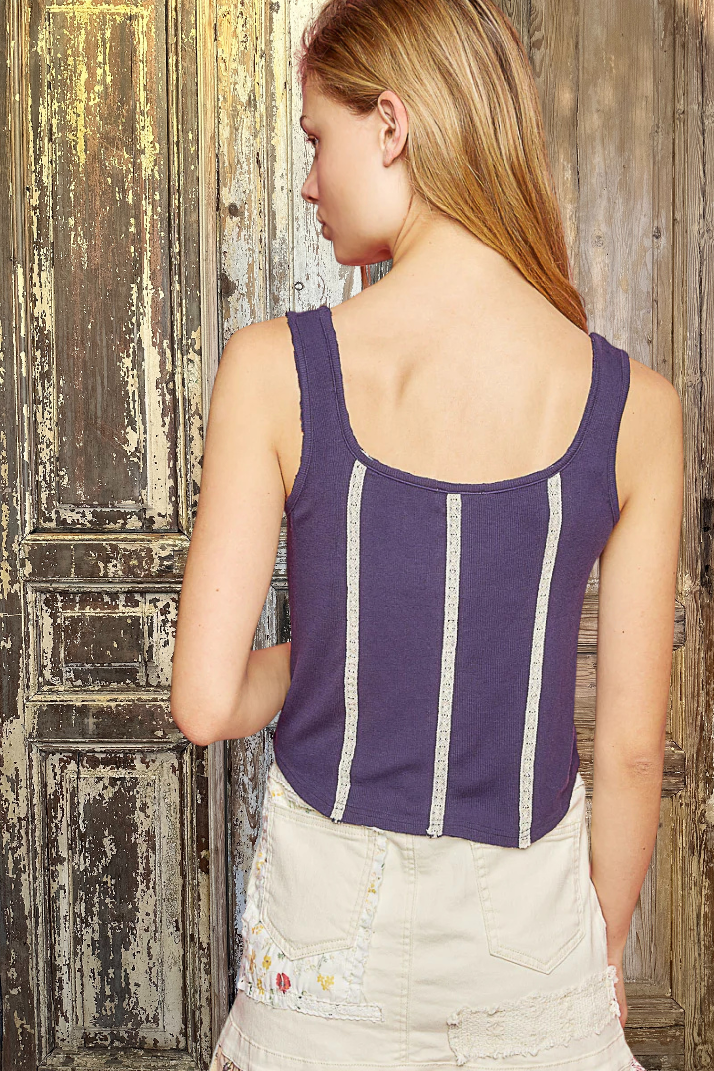 Lace Trim Tank-9850