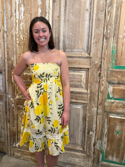Yellow Floral Midi Dress