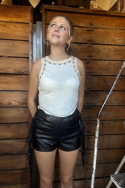 Vegan Side Fringe Shorts