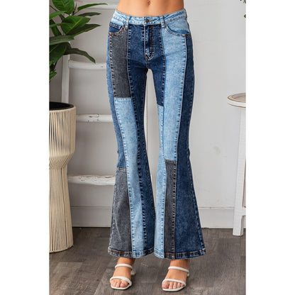 Pieced Denim Flares