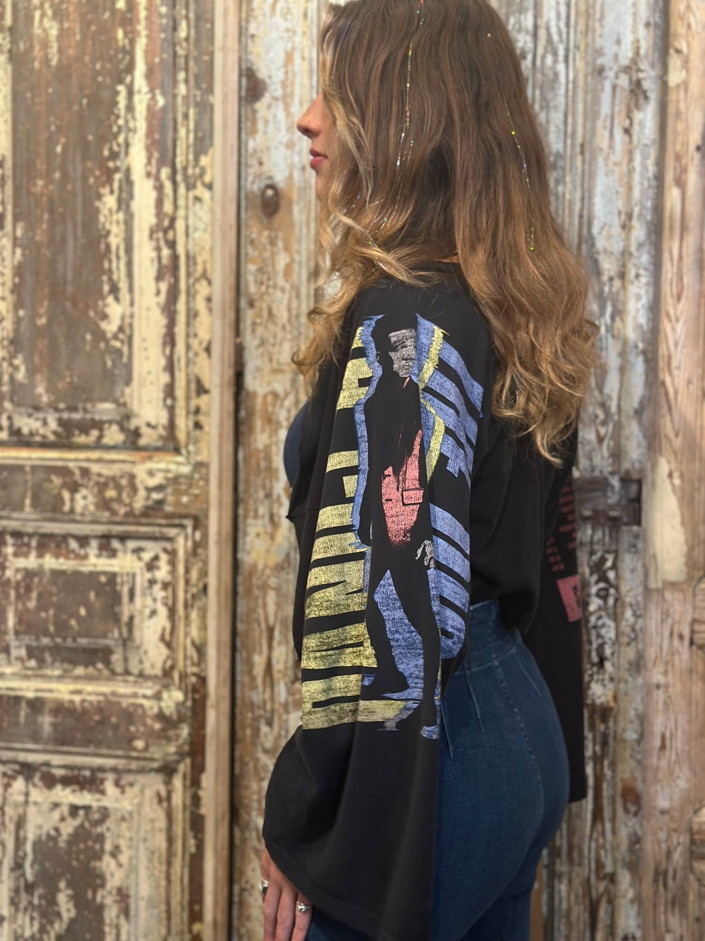 Small/Med Up Cycled Rockband Cropped Jacket