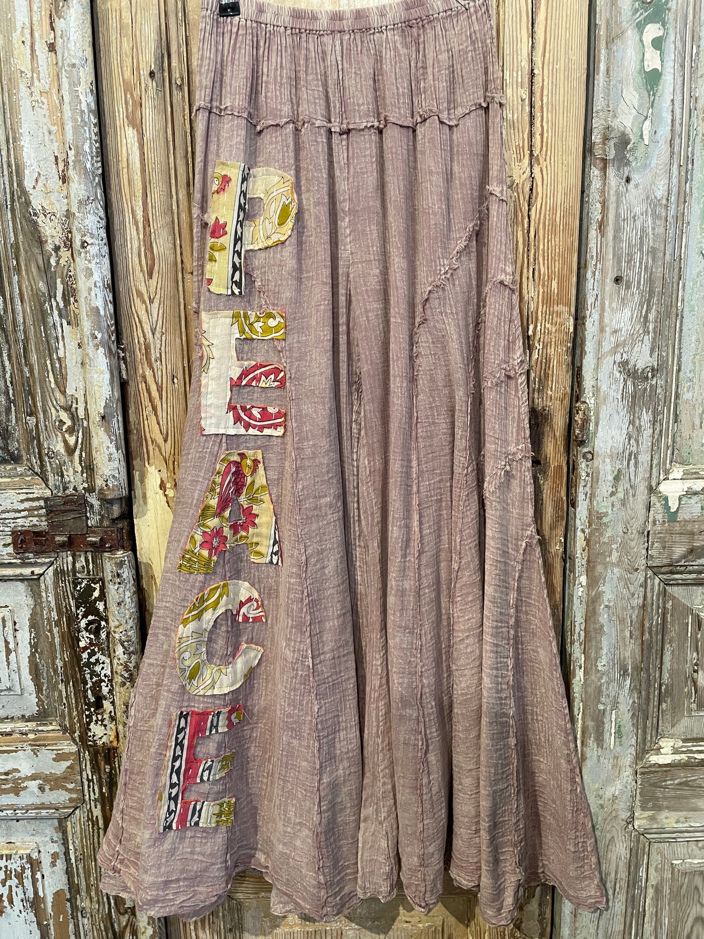 Peace Patch Cotton Flares