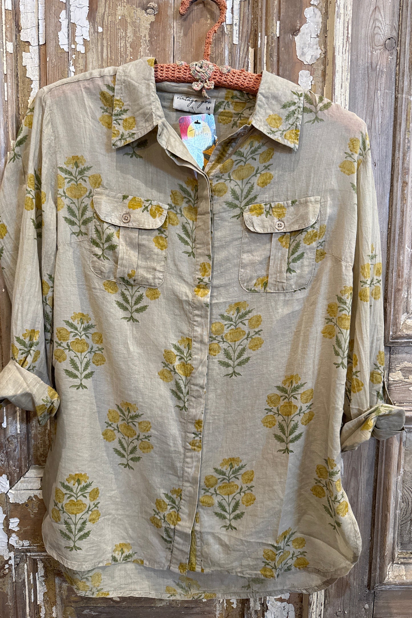 Front Pocket Floral Blouse