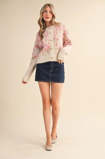 Pink Flower Cardi