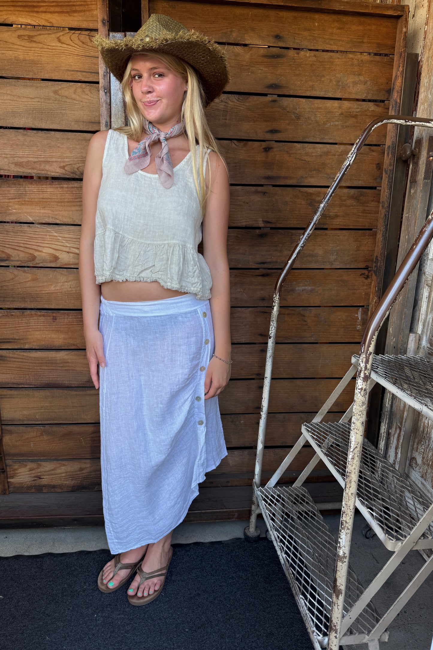 Side Button Asymetrical Skirt