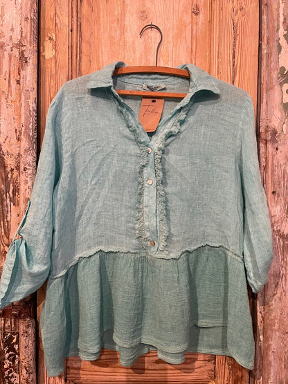 Ruffled Linen Top