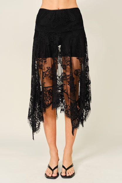 Unbalance Lace Midi Skirt