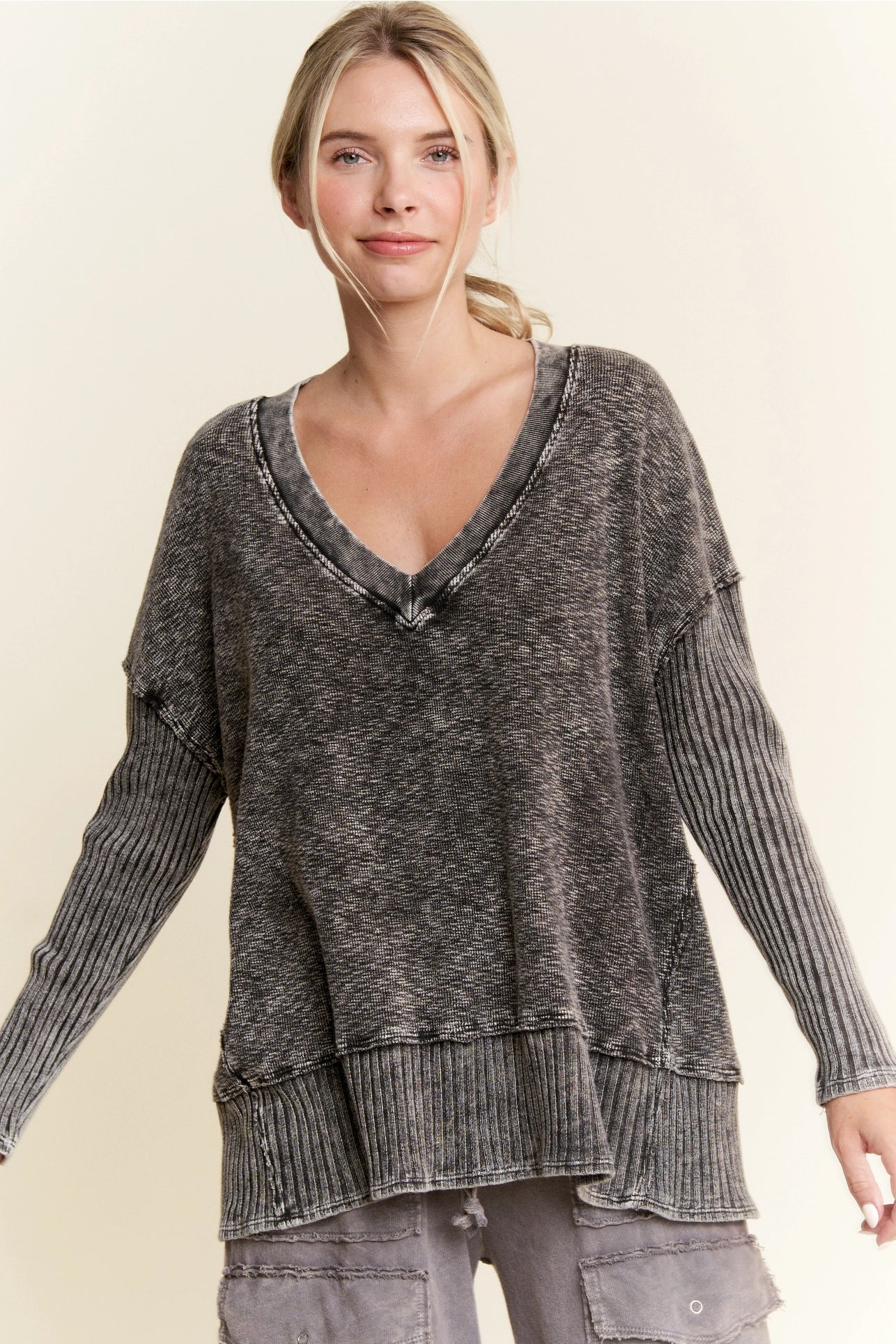 V Melange Sweater