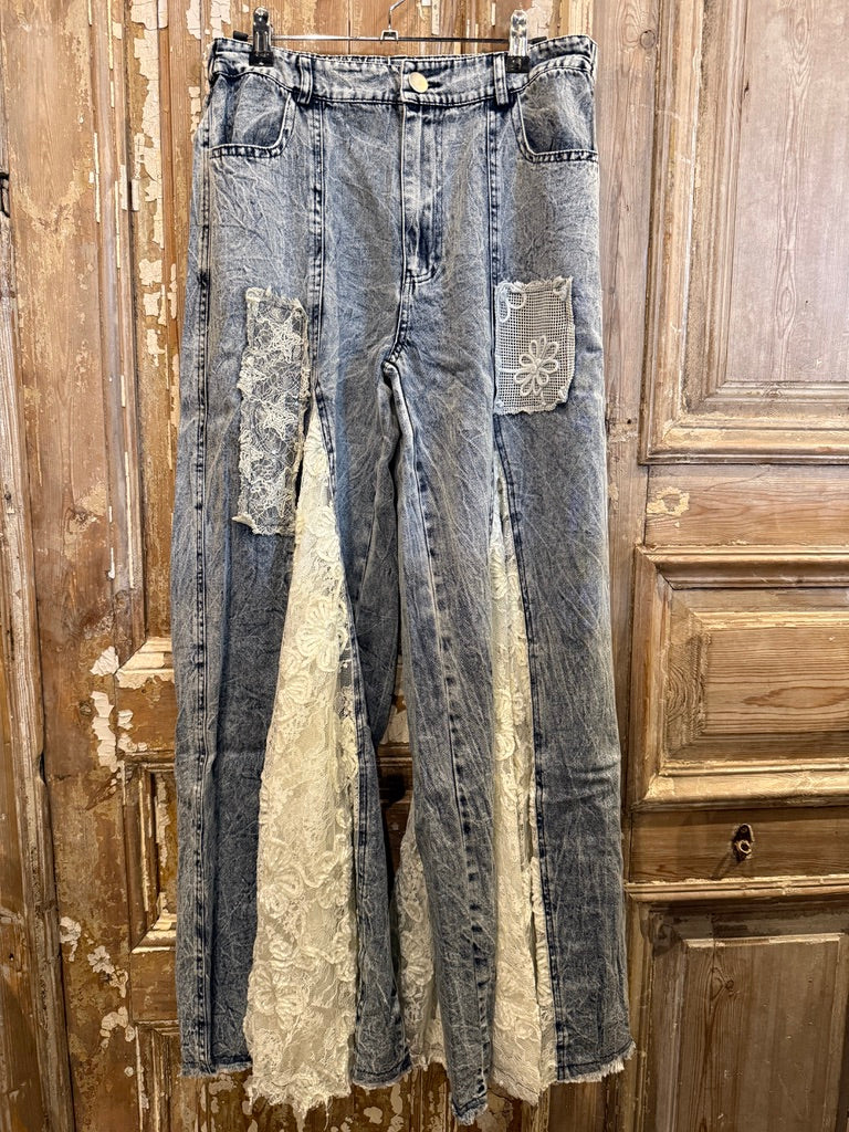 Lace Insert Denim