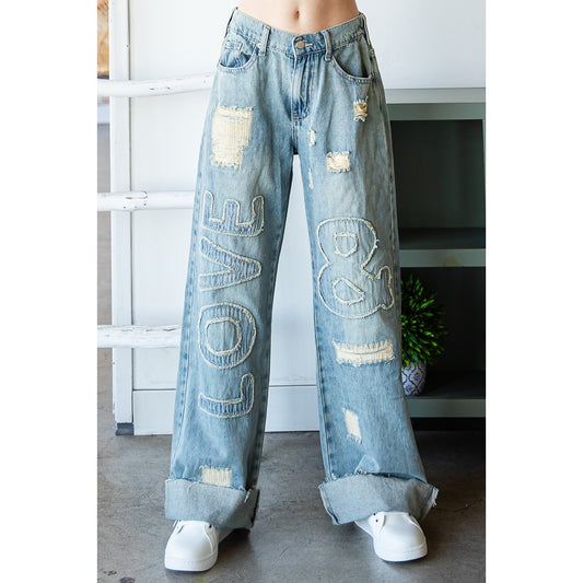 Washed Love & Peace Jeans-9976