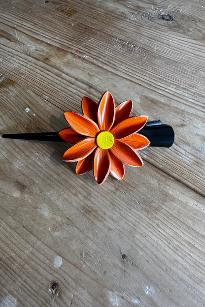 Ibiza Leather Flower Clip