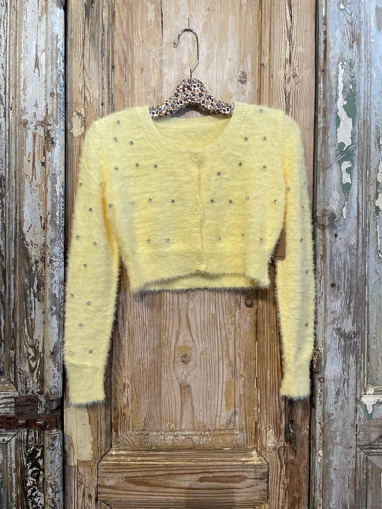 Fuzzy Bling Crop Cardigan