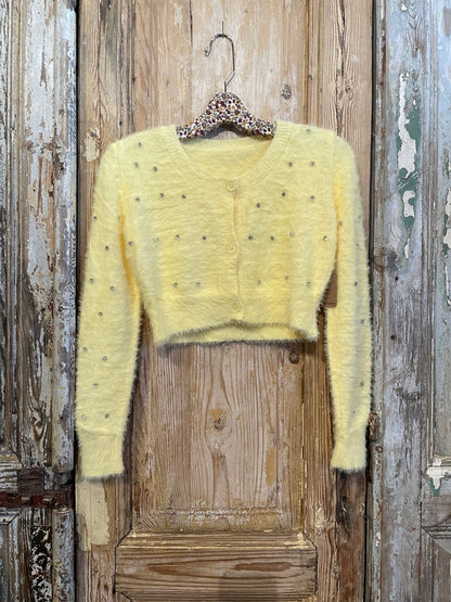 Fuzzy Bling Crop Cardigan