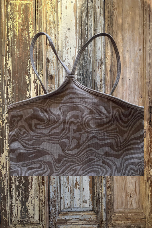 Marble Print Strappy Halter-9085