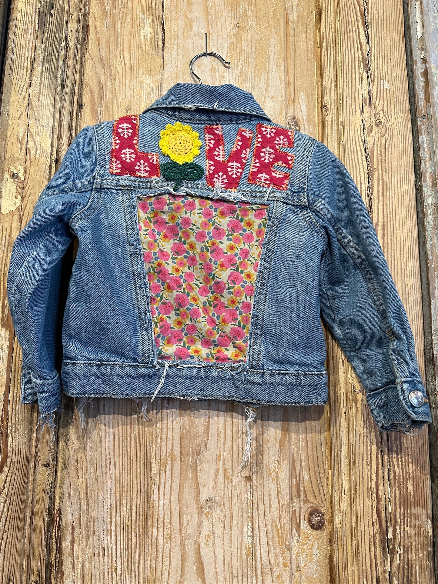 Love Kantha Back Kids Denim Jackets