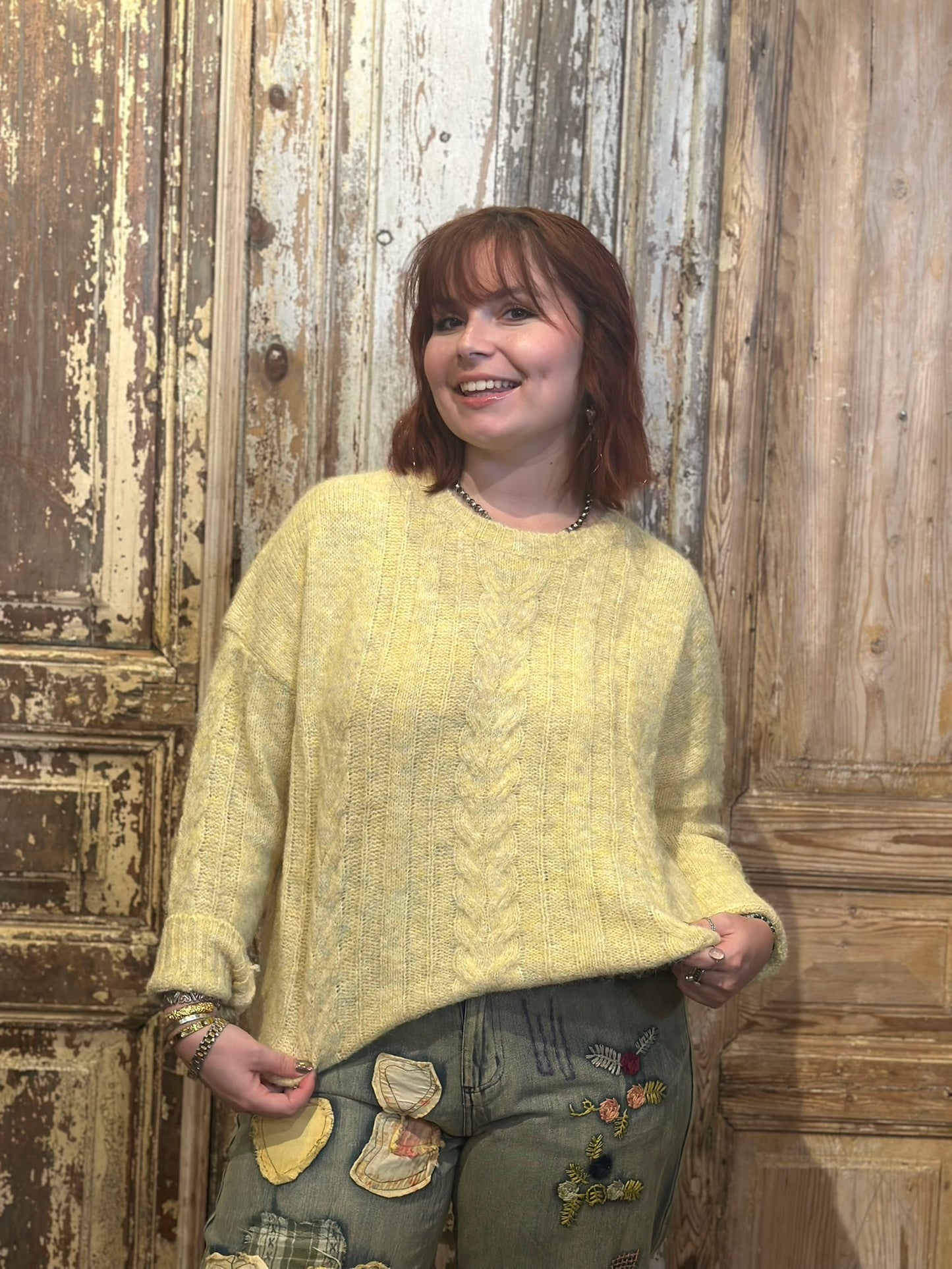 Yellow Cable Sweater