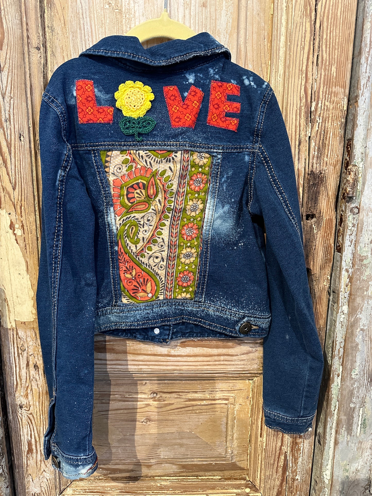 Love Kantha Back Kids Denim Jackets