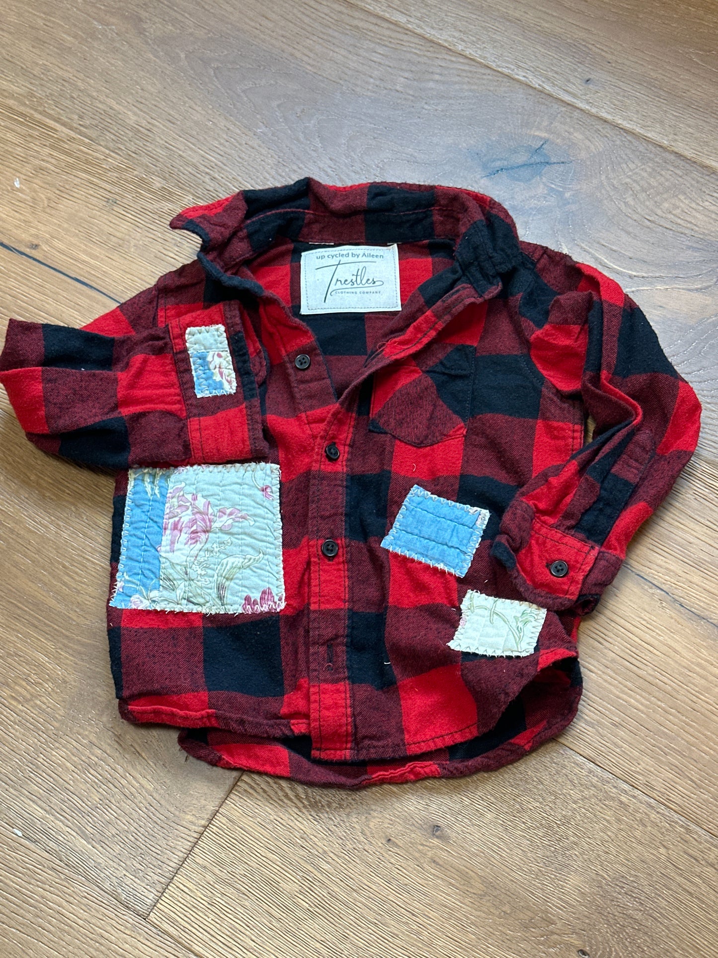 Red Quilted Heart Kids Flannel