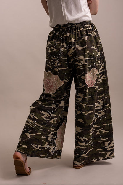 Floral Patched Camo Pants