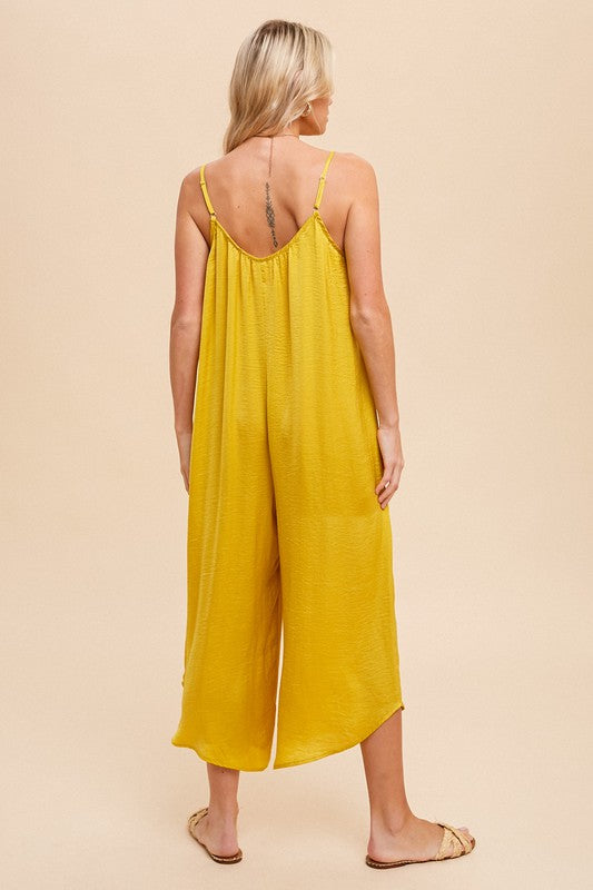 Wide Leg Satin Jumpsuit