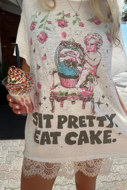 Worn and Weathered Tee - Eat Cake