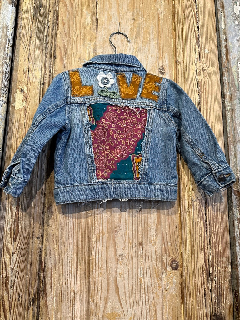 Love Kantha Back Kids Denim Jackets