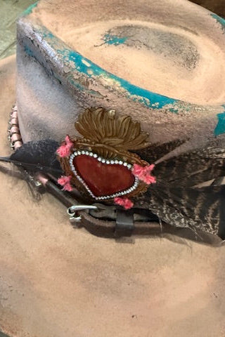 Flower Distressed Painted Hat