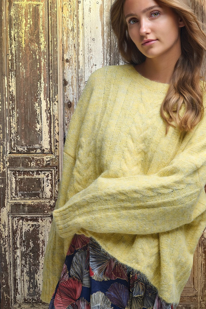 Yellow Cable Sweater