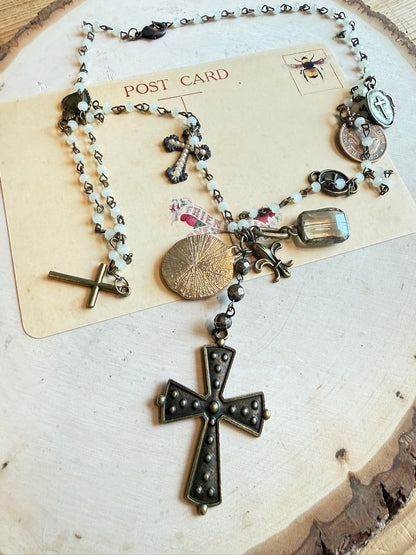 Shimmer Bead Cross & Charms