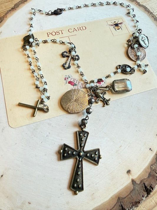 Shimmer Bead Cross & Charms