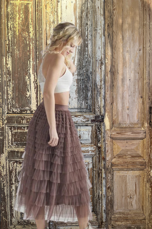 Sized Ruffled Tulle Skirt-9912