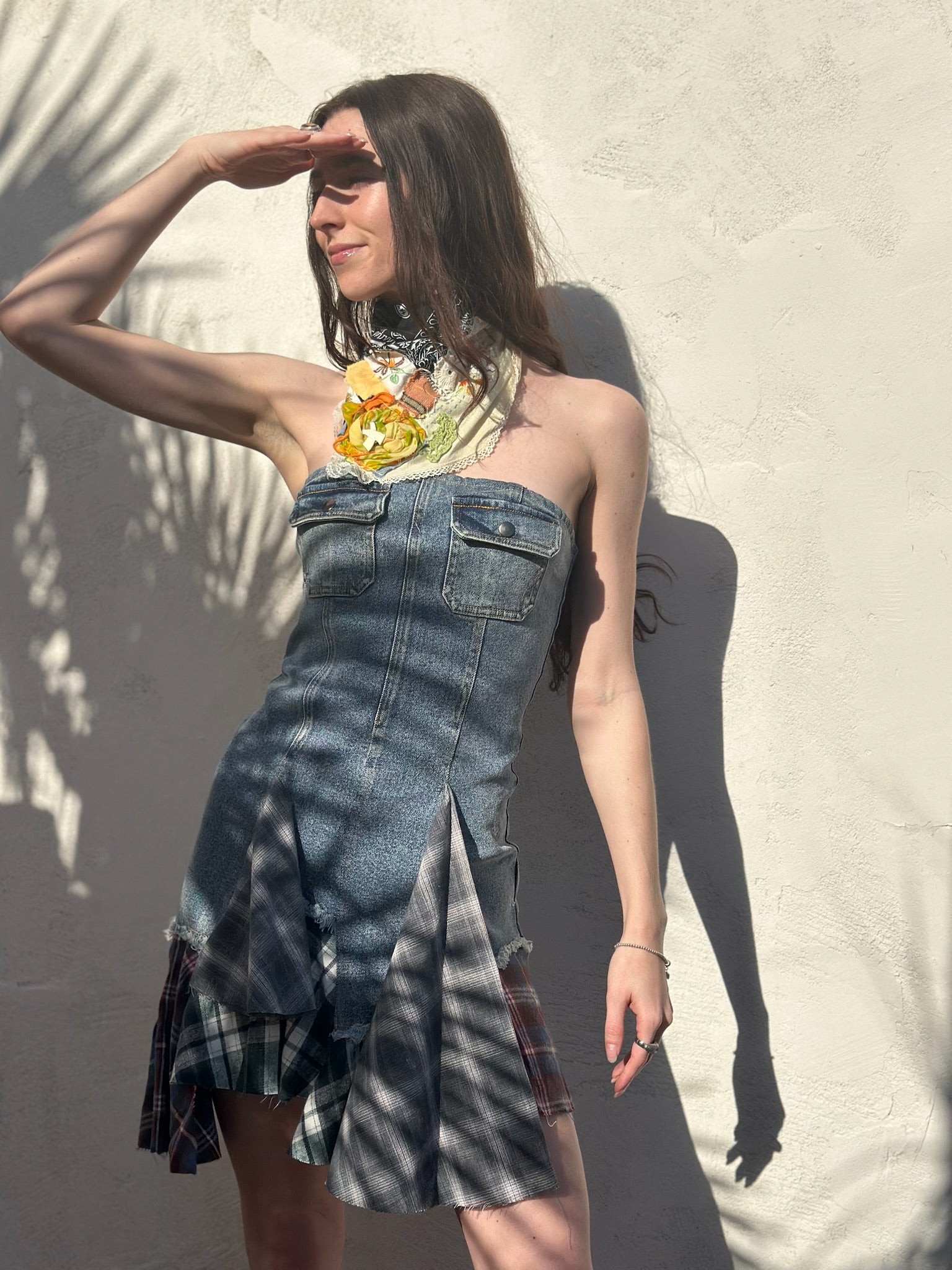 Strapless Flannel Dress M / medium denim