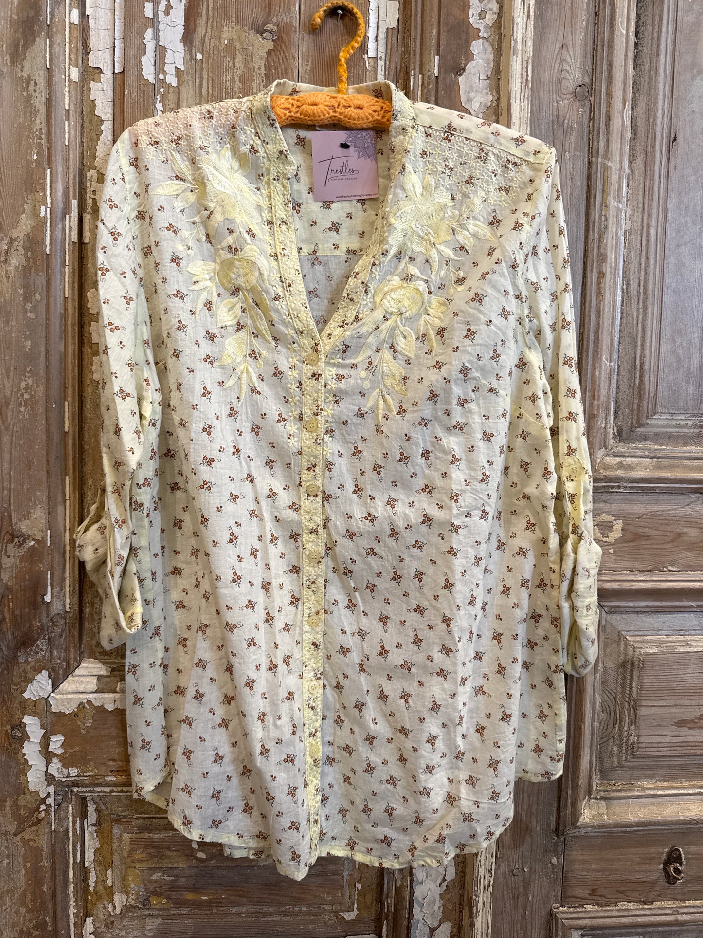 Faded Yellow Embroidered Blouse