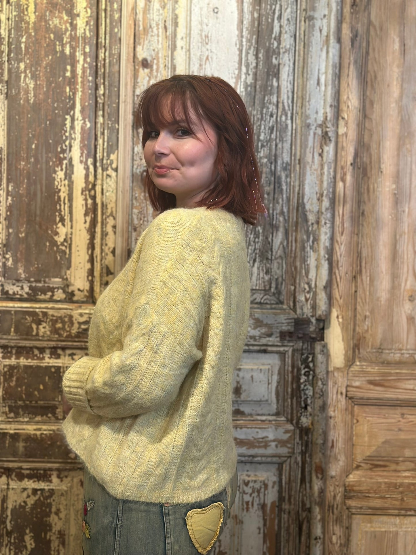 Yellow Cable Sweater