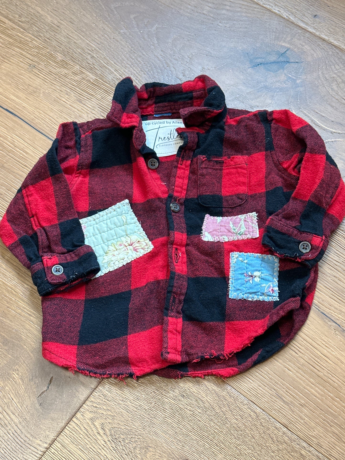 Red Quilted Heart Kids Flannel