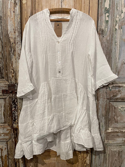Pintuck Linen Tunic