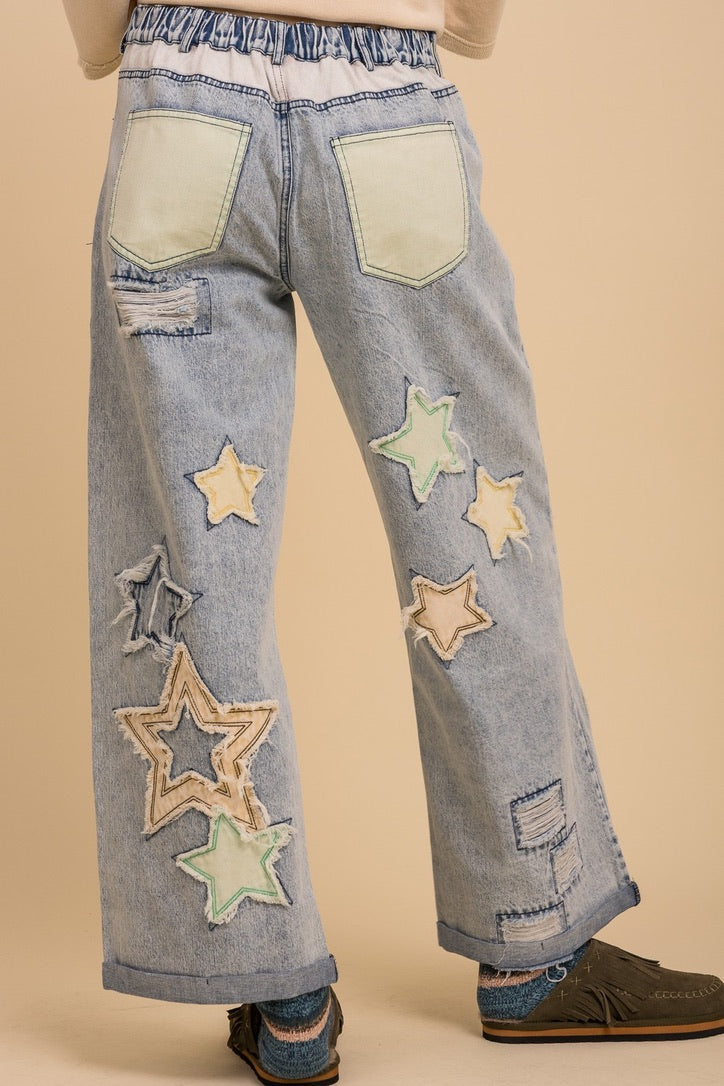Star & Peace Patch Jeans