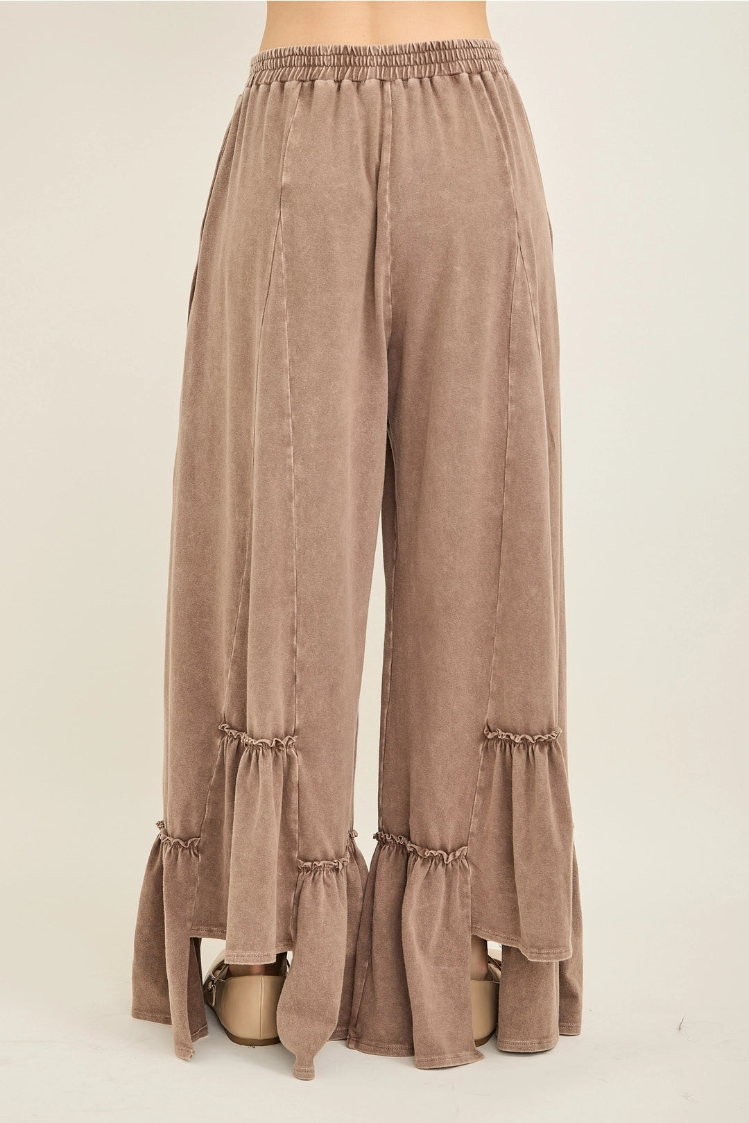 Uneven Hem Ruffle Pants