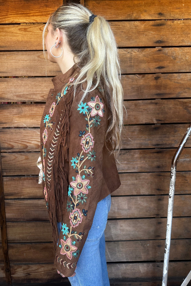 Beaded Fringe Suede Jacket