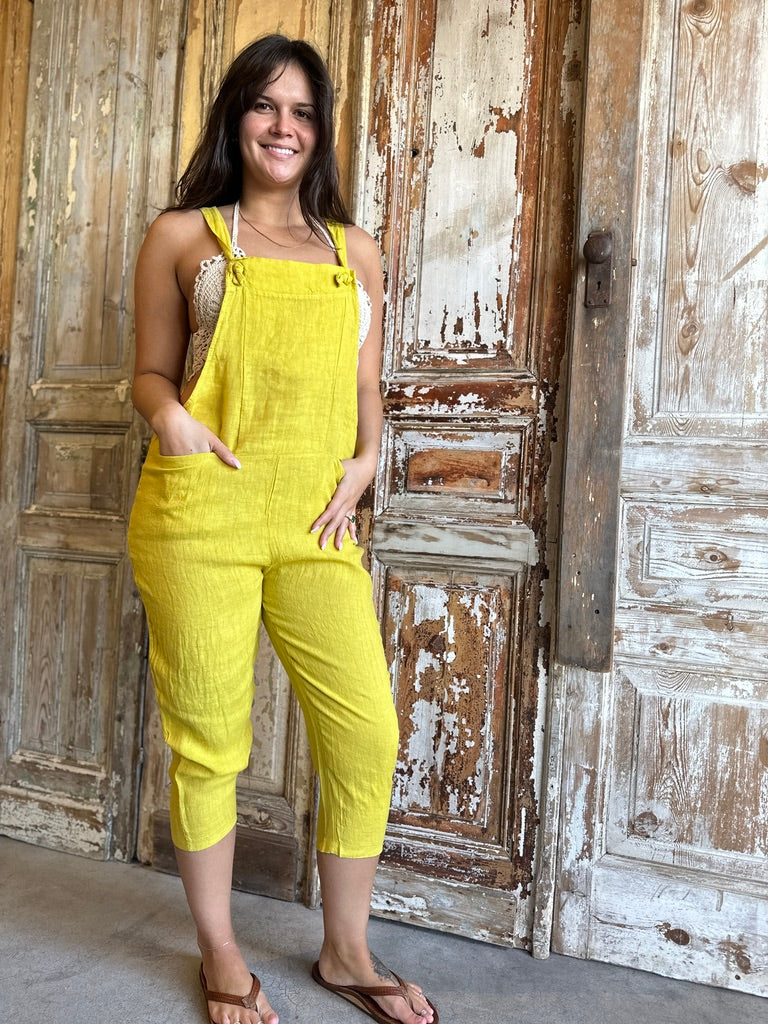 Cropped Linen Overalls