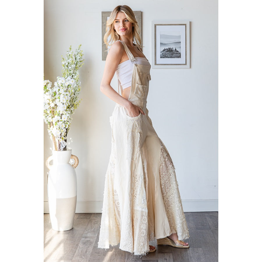 Flared Lace Overalls xl / cream | Trestles Clothing Company Flared Lace Overalls xl / cream | Trestles Clothing Company