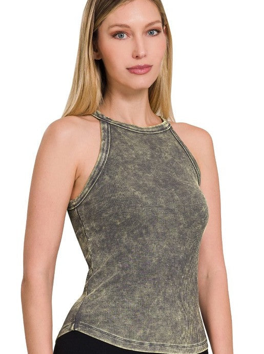 Cropped Washed Seamless Tank
