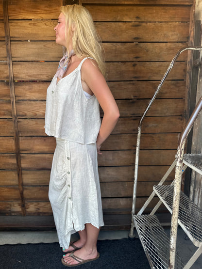 One Button Linen Tank
