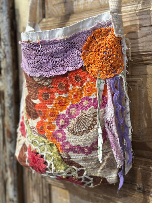 Up Cycled Bark Cloth Bag