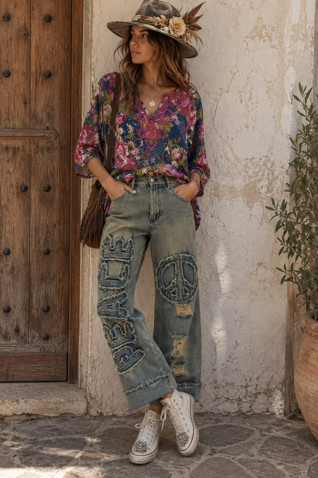 Embroidered V Blouse